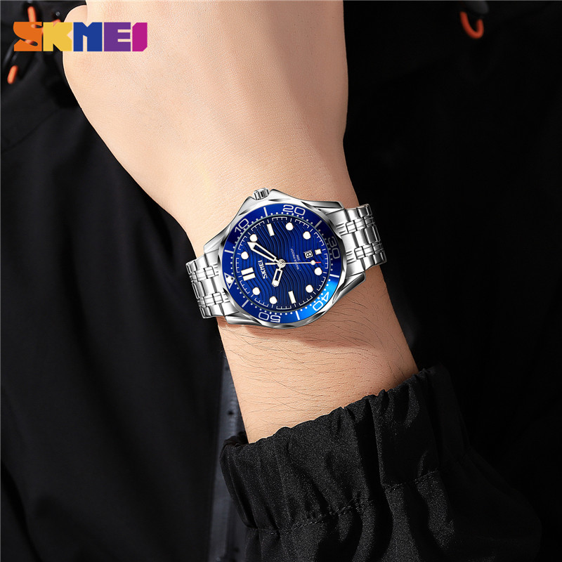 SKMEI-reloj de pulsera con movimiento de cuarzo japonés para hombre, cronógrafo tridimensional con textura, esfera con fecha y hora, 9276