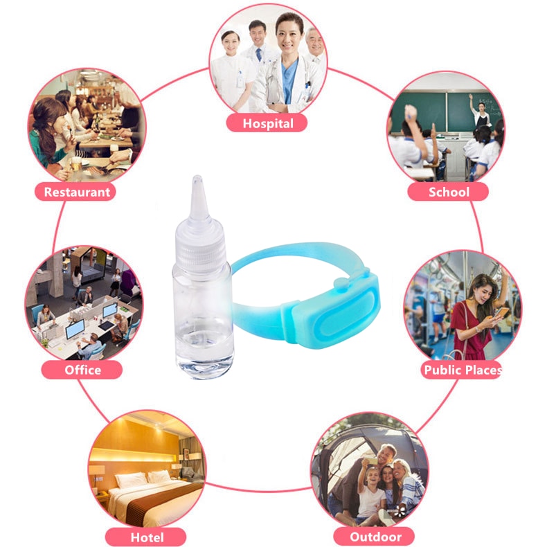 Hand Sanitizer Bracelet Dispensing Silicone Sanitizer Dispenser Bracelet Wristband Wearable Hand Pumps Disinfectant With Bottle