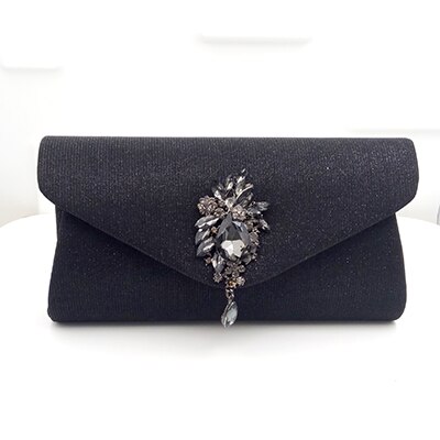 Women Evening Bag female minaudiere Clutch bag wedding bridal Party bag female evening handbag ladies shoulder Messenger bag: black
