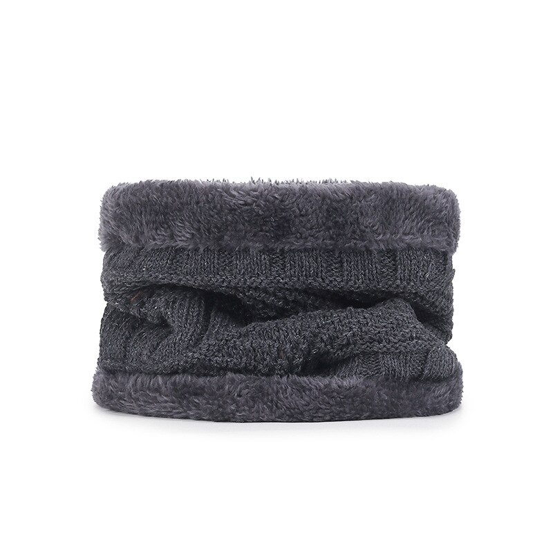 Chapeau d'hiver en velours pour hommes, chapeau tricoté épais en laine, résistant au froid, équitation en plein air, ski, bavoir deux pièces: grey Collar