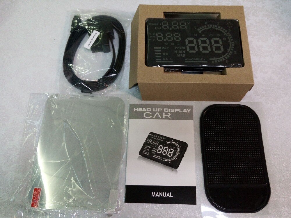 Multi Colour 5.5 "A8 Auto HUD Head Up Display Voorruit Projector Speeding Waarschuwing Brandstof OBD-II en EOBD Snelheidsmeters