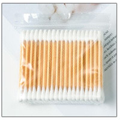 Doble cabeza algodón de maquillaje brotes hisopos para nariz y orejas herramienta de limpieza desechables hisopo de algodón sin pelusa Micro cepillos madera bastoncillos de algodón: 1pack C