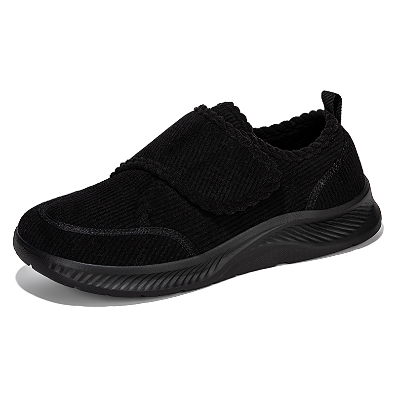 Comfortabele wandelschoenen met schokabsorberend en antislip bovenwerk, ademend materiaal en klittenbandsluiting voor gemakkelijk aan- en uittrekken.: Zwart / 39