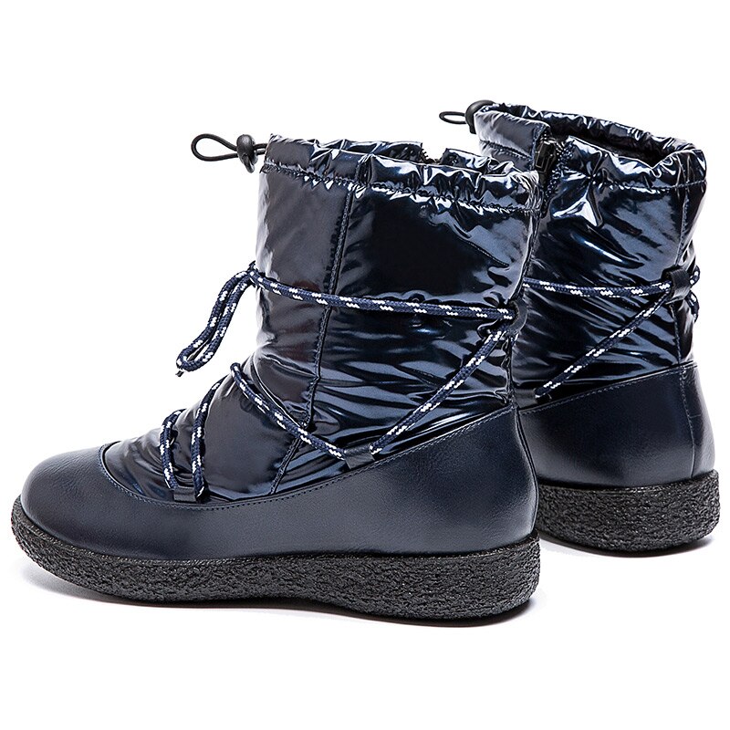 Women Boots Winter Shoes Woman Bling Snow Boots Plus Size Botas Mujer Waterproof Winter Boots Low Heels Ankle Boots Feamle