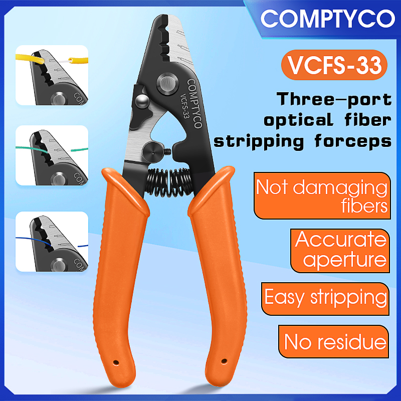 VCFS-33 Pelacables/alicates/pelacables de fibra óptica de tres puertos herramientas FTTH alicates pelacables de fibra óptica: Azul