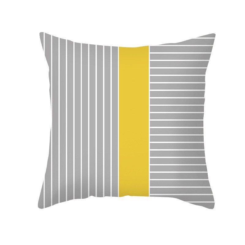 Housse de coussin carrée jaune à imprimé géométrique, taie d'oreiller de 45x45cm, de Style moderne, décorative pour la maison, avec des lettres marguerite à rayures: 12