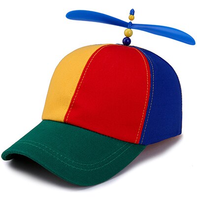 Eagleborn Zomer Kind Volwassen Verstelbare Propeller Bal Baseball Cap Dragonfly Top Multi-color Patchwork Grappige Mooie 52-57cm: Default Title
