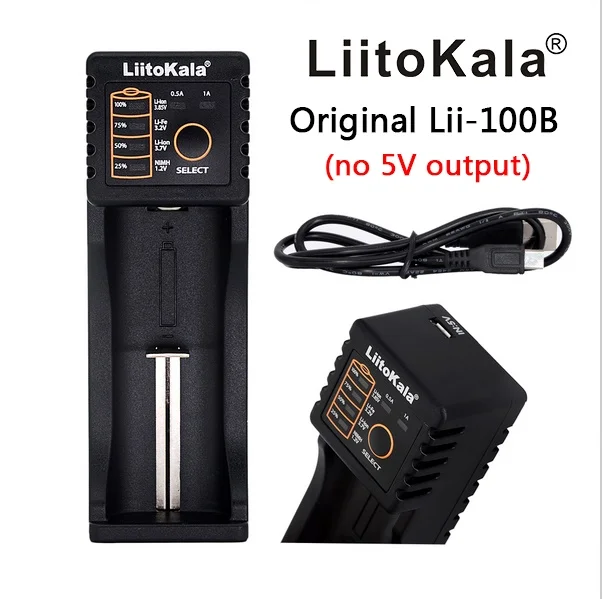 LiitoKala Lii-100B lii100 lii202 lii402 lii500 lii600 lii-500s Battery Charger: Dark Grey