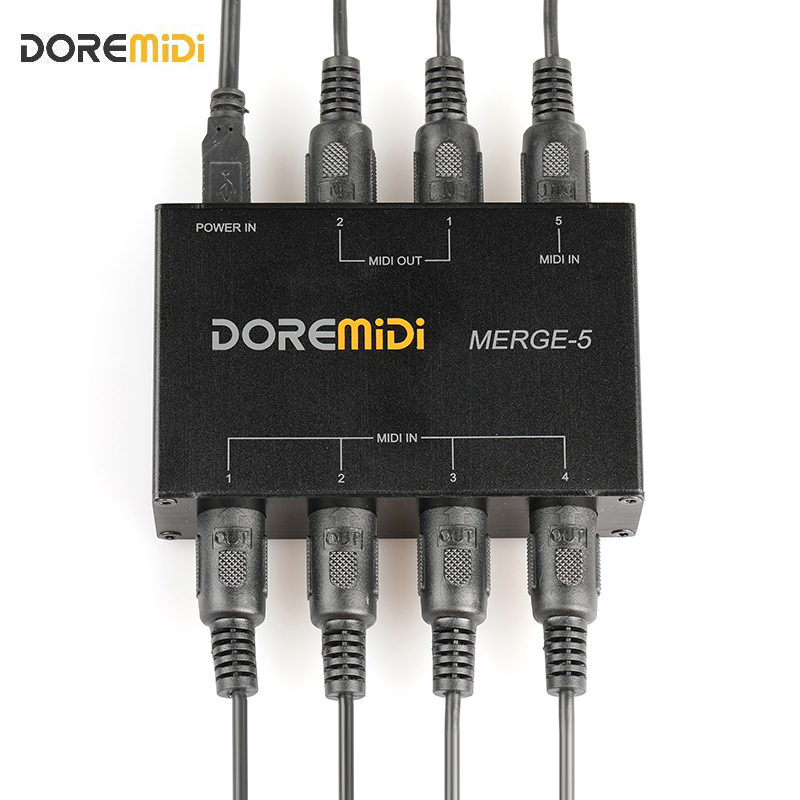 Doremidi Upgrade Midi Fusie 5 Midi Input 2 Midi Uitgang Ondersteuning Usb Power Samenvoegen-5 Box Converter Adapter controller