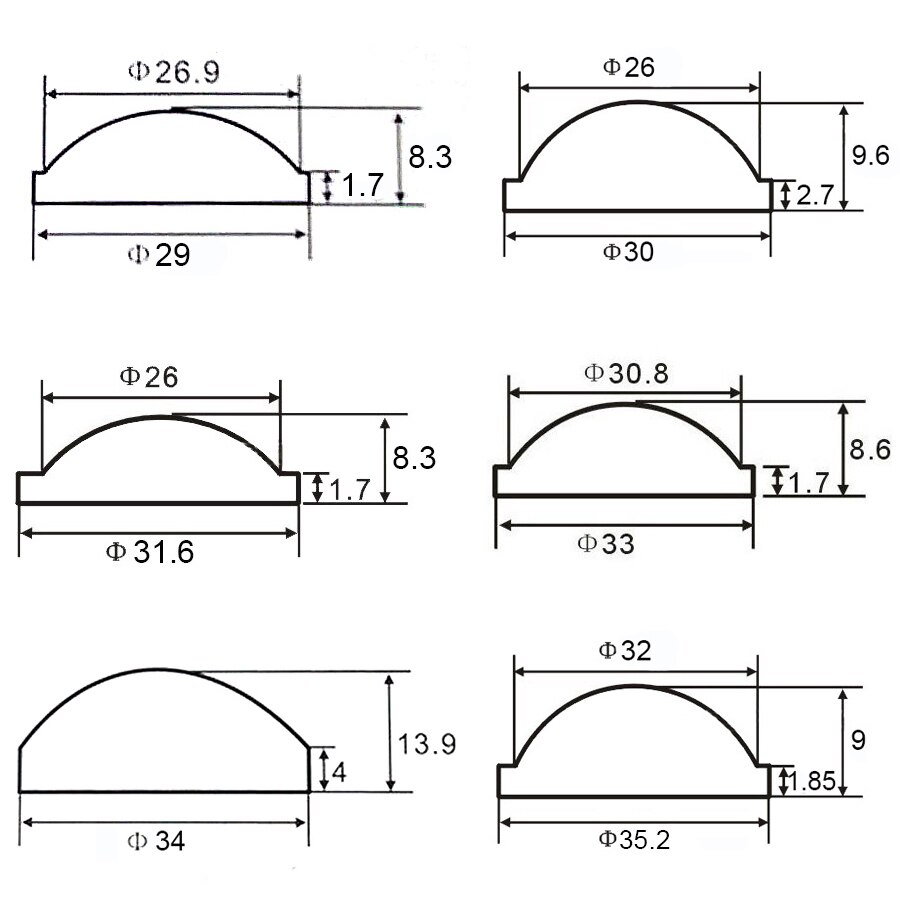 Flashlight Lens Plano Convex Acrylic Transparent Focusing Lenses for Zoomable LED Bike Head Lamp Light 10 12.5 23 29 32 35 36mm