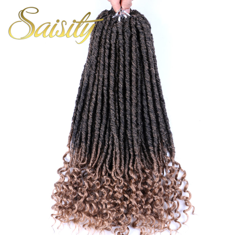 Saisity faux locs jumbo dreads flätor hårförlängningar 20 tum syntetisk mjuk naturlig loc frisyr virkat hår: T1b/27 / 3 st / parti