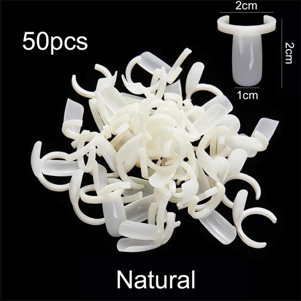 50 Stuks Nagellak Display Ring - Kaart Vorm Kleurstaal Tool - 2x2x1cm - DIY Manicure Kunst Oefenen: Lichtgrijs