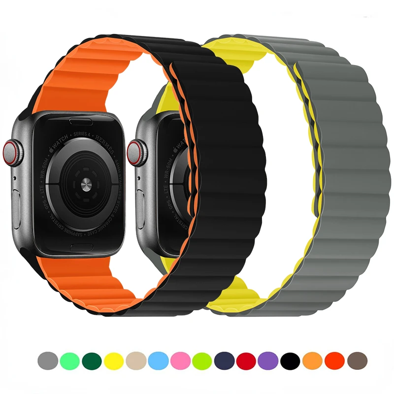 Silikon-Magnetarmband für Apfel Uhr Ultra 49 mm 6 5 4 SE 44 mm 40 mm 10 9 8 7 41 mm 42 mm 45 mm 46 mm Ersatzband iWatch Gürtel