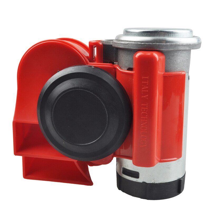 Twin Dual Tone Compact Air Loud Horn 12V 110-125db Compressor Red Truck Car Bus Van