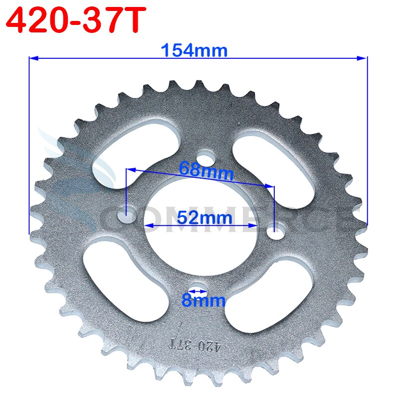 420/428 Chains 31T/37T/41T/48T 52mm Sprockets Rear Back Sprocket Cog fit for motorcycle ATV quad Dirt Pit Bike moped Accessories: 420-37T