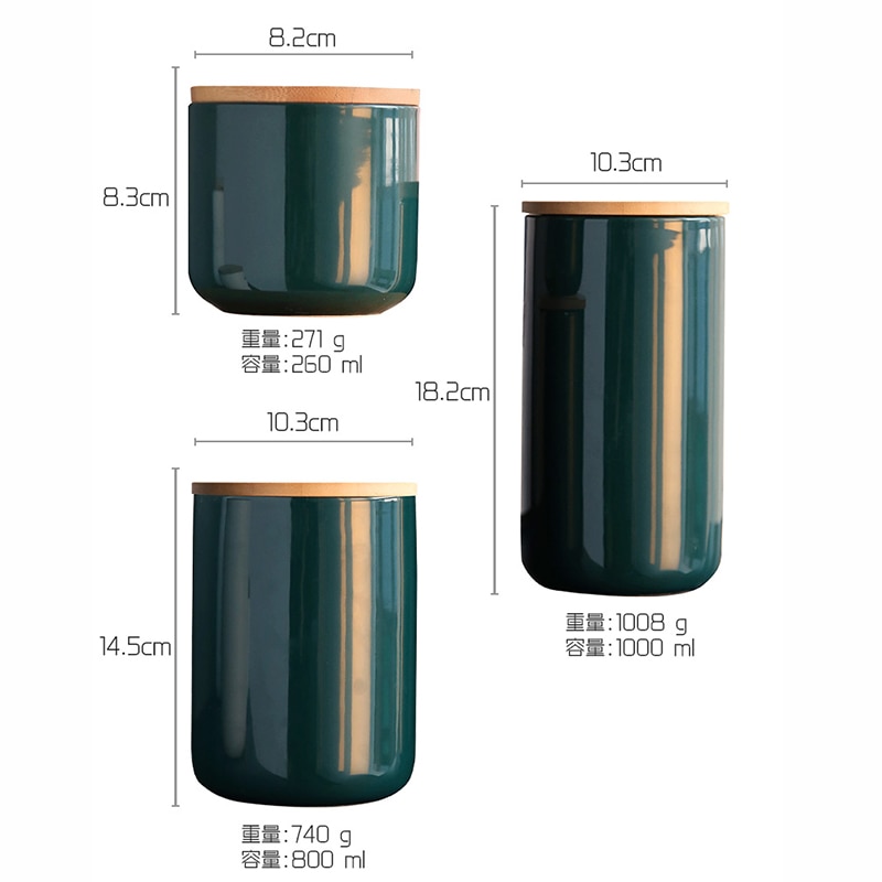 3pcs Nordic Art Ceramic Tea Sealed Jar Grain Miscellaneous Coffee Bean Tea Food Storage Box Simple Home Kitchen Storage Bottle