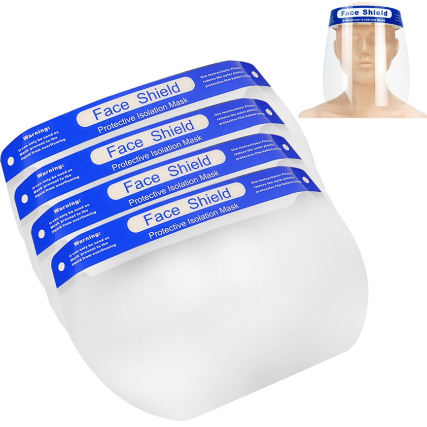 4pc Face Sheild Plastic For Kids&Adults Safety Guard Protector Reusable Protection Visor Cover Elastic Band Can Adjust The Size