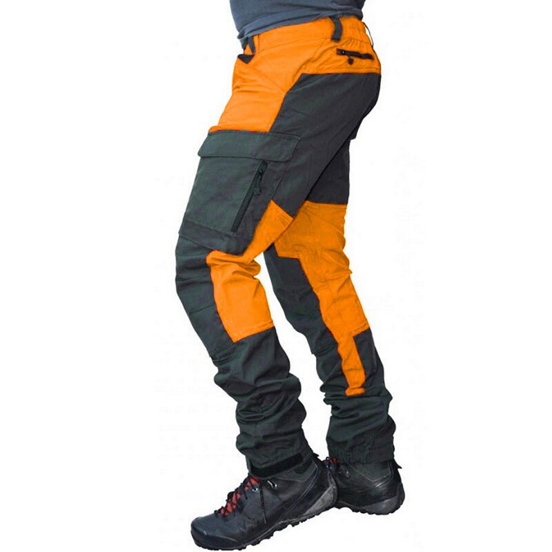 Vertive heren colorblock cargobroek, slanke multi-pocket sportbroek, casual ritsbroek, sportschool trainingsbroek