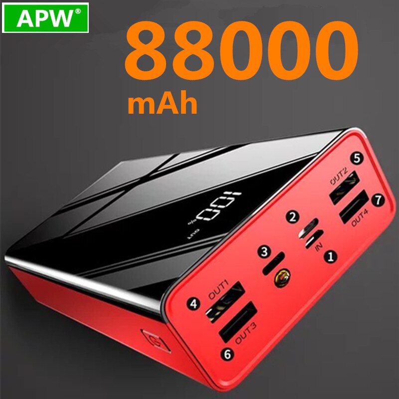 Power Bank 88000mAh Rollenmaschinenlinie Typc Micro USB QC Schnelle Aufladen Power Led-anzeige Tragbare Externe Batterie Ladegerät Für telefon tablet
