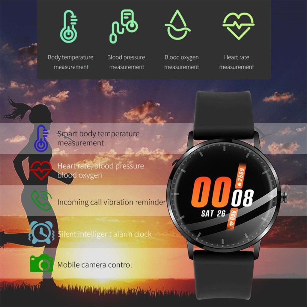 Smart Horloge T9 Smart Horloge Bloeddruk Hartslag Temperatuur Monitor Sport Armband Band Smartwatch Voor Android Ios