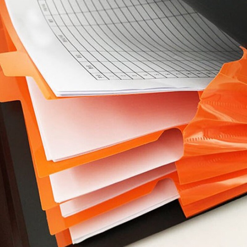 Expanding File Folder 5 Pockets Black Accordion A4 Folder Document Bag Office School Supply