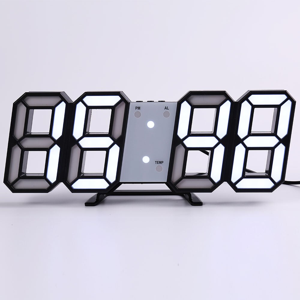 Wall Clock Watch Clock 3D Led Digital Modern Living Room Decor Table Alarm Nightlight Luminous Desktop