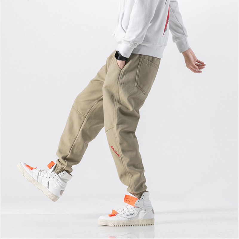 Ke Mannen Broek Sport Plus Fluwelen Verdikking Gewassen Katoen Casual Broek Voor Jonge Mannen Met Borduurwerk