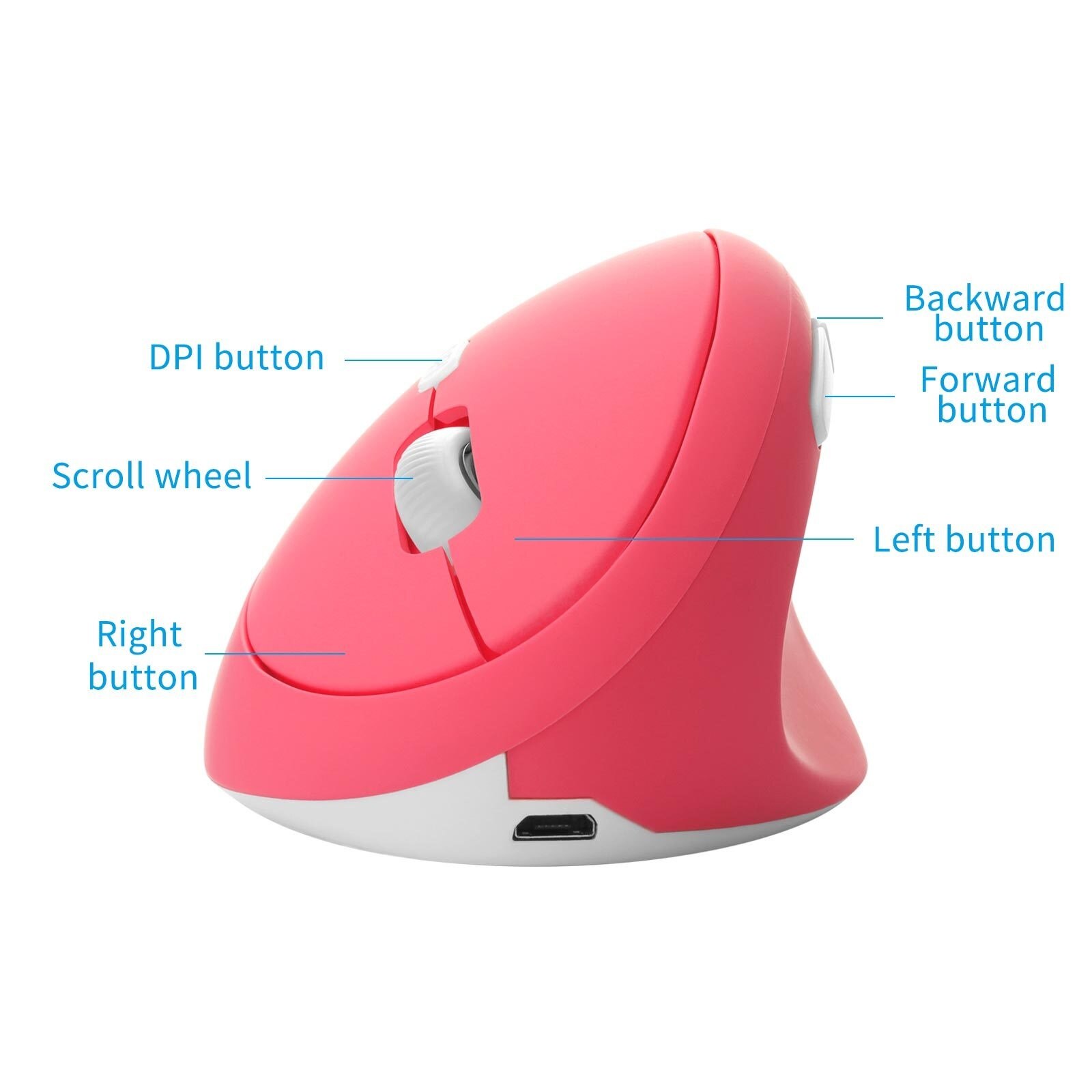 2.4G Wireless Mouse Rechargeable Ergonomic Vertical Mouse 800/1200/1600DPI USB Mice 4 Buttons Optical Gamer Mause For Computer