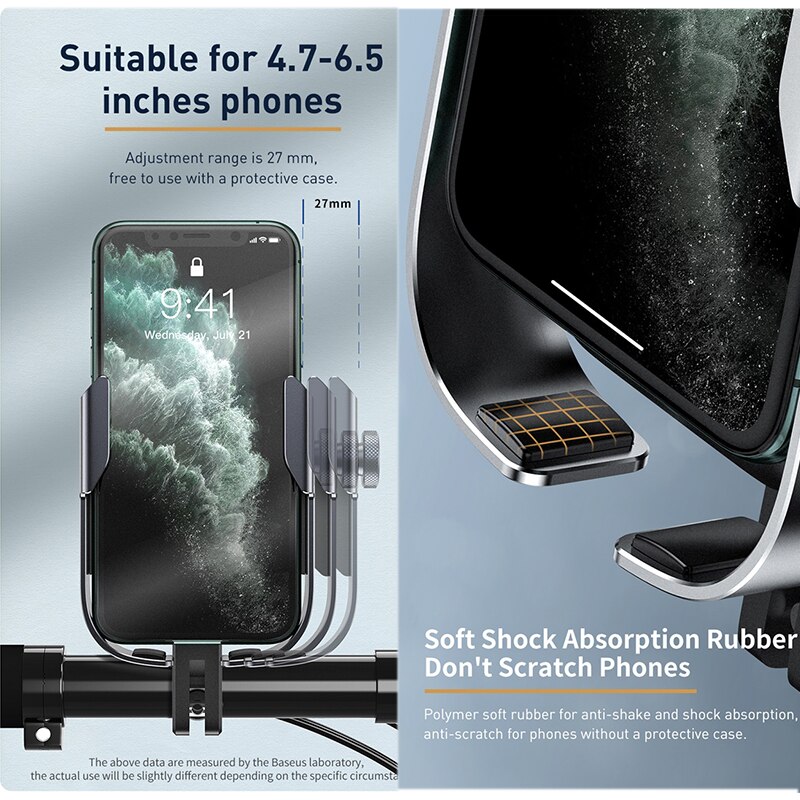 Baseus Motorcycle Bicycle Phone Holder 360° Rotation Alloy Moto Bike Stand Mount For Iphone 11 Max Samsung 4.7-6.5 Inch Phones
