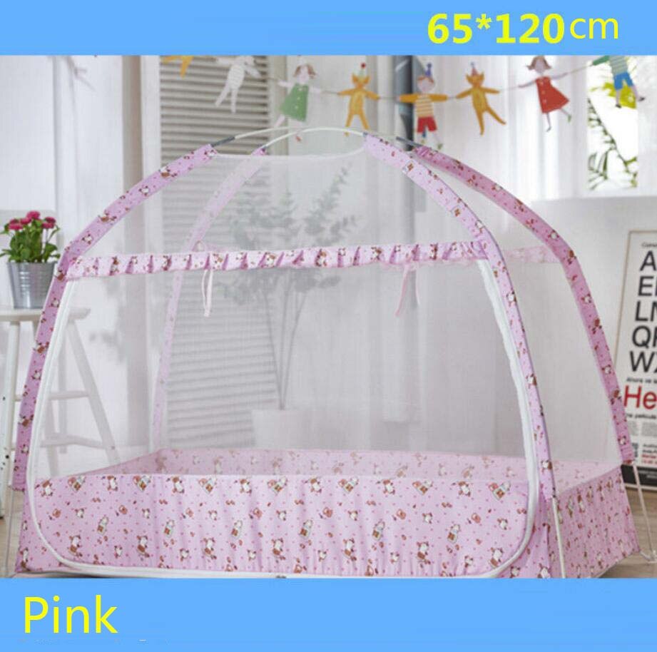 Mosquitera portátil para cuna de bebé, yurta mongola, carpa antimosquitos, dosel para recién nacido: Pink-MMTX-65x120cm