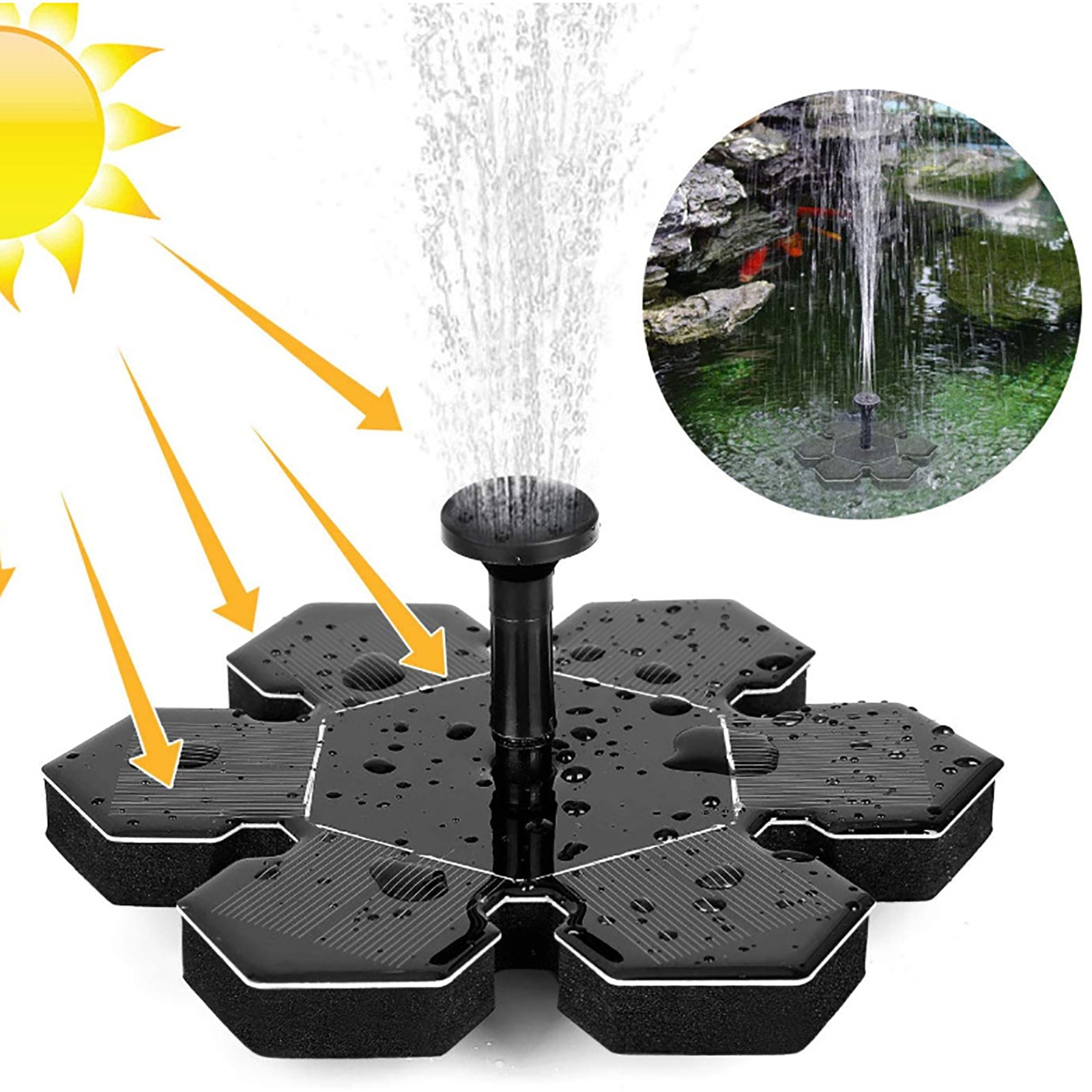 Solar Powered Fountain Solar Panel Water Floating Fountain Garden Decoration Water Pump-for Bird Bath Pond Garden Decoration