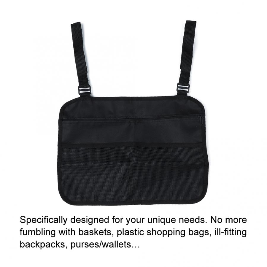 Wheelchair Side Bag Multi-pockets Organization Accessory for Wheelchairs / Scooters Walking Stick