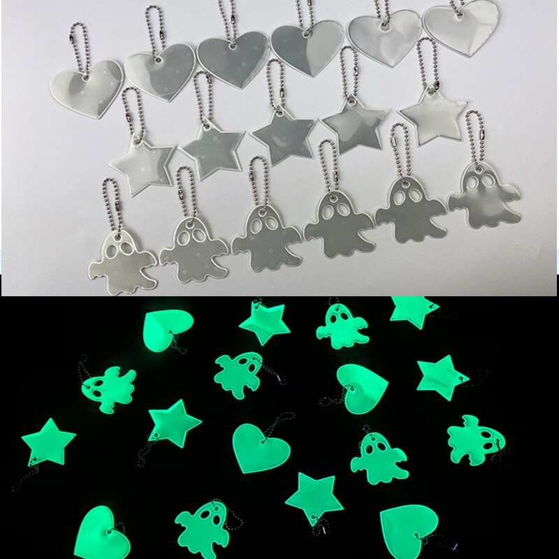 Luminous Glowing Pendant Reflective Keychain Glow In The Dark Star Ghost Backpack Ideal marker for tent zipper pulls and jackets