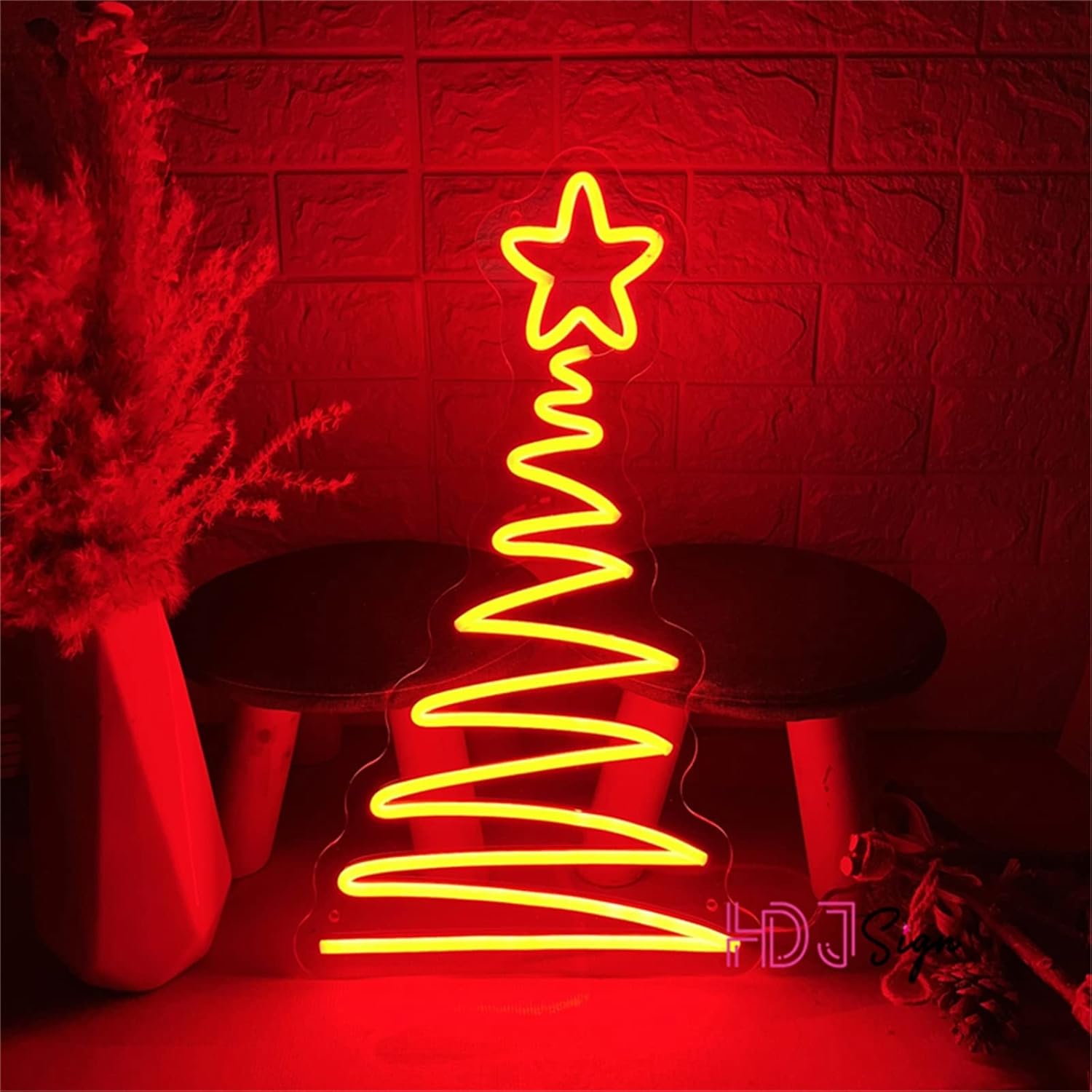 Letrero de neón para árbol de Navidad, luz LED para dormitorio, habitación, cueva de hombre, Bar de cumpleaños, de boda, decoración del hogar,: BLANCO
