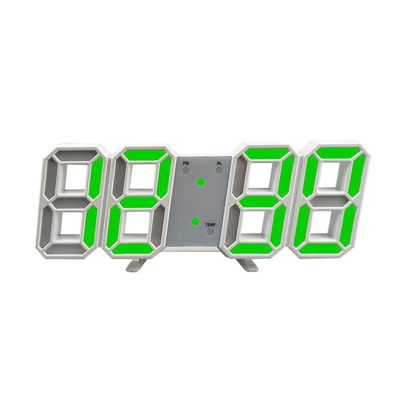 Acrylique rouge LED horloge numérique brillant nuit affichant la température automatiquement gradation horloge de luminosité: green