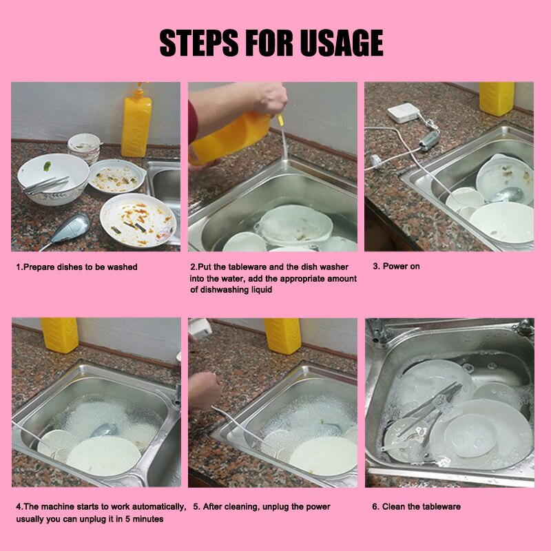 Bærbar mini usb opvaskemaskine til alle formål til køkkenretter skåle briller yu-home