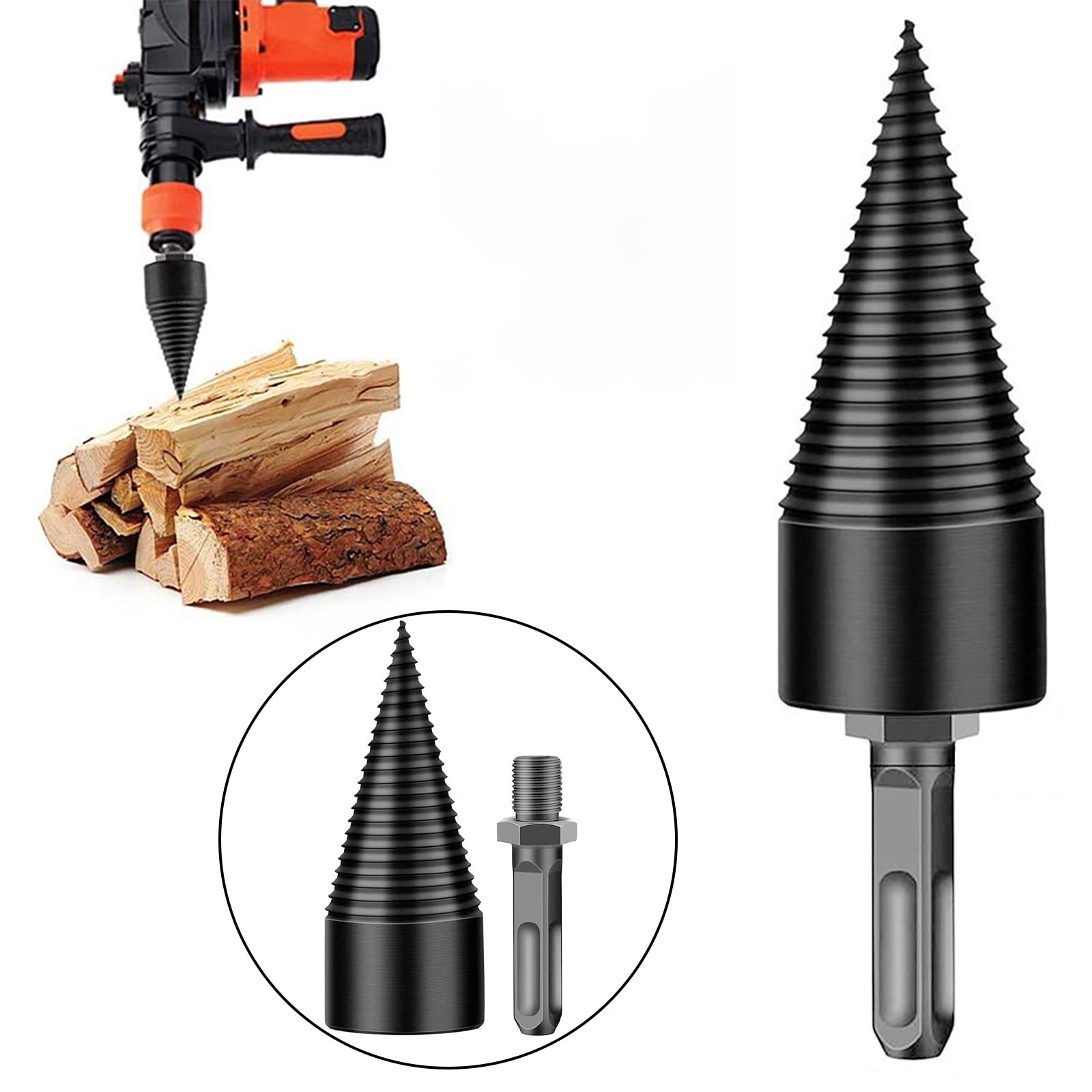 F # Brandhout Machine Boor Hout Ruimer Punch Beetje Voor Split Hout Kegel-Boren Tool Handig Moeiteloos Brandhout Boor bit Tool