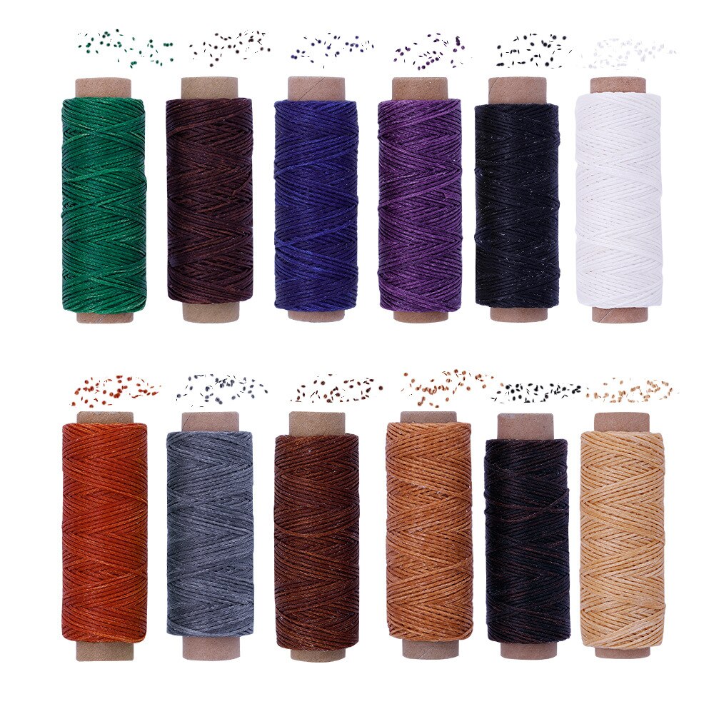 Hilos de cera para costura de cuero, 12 Uds., 50M, 150D, manualidades, costura a mano, hilo para reparación artesanal, herramientas de costura de zapatos