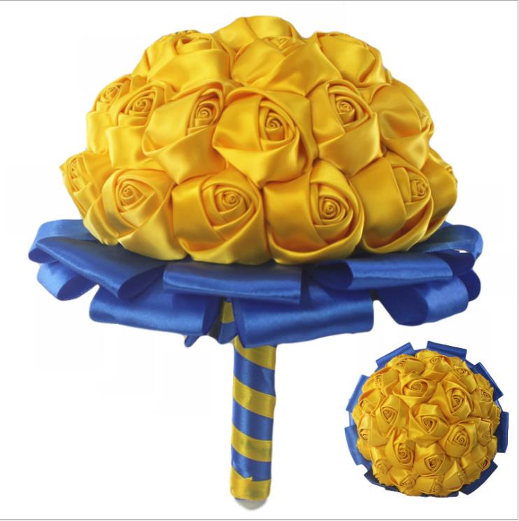 EillyRosia Sounth Africa Bridal Bouquet Yellow Green Handmade Contrasting Ribbon Wedding Bouquet for Bridesmaid Holding Flowers