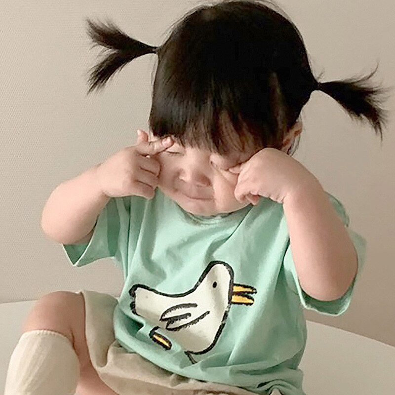 2022 Zomer Peuter Jongens Katoen Zacht Cartoon T-shirt Set Baby Meisjes Denim Shorts Set Tops En Broek 2 stuks Baby Kleding Set: t shirt1 / 9m