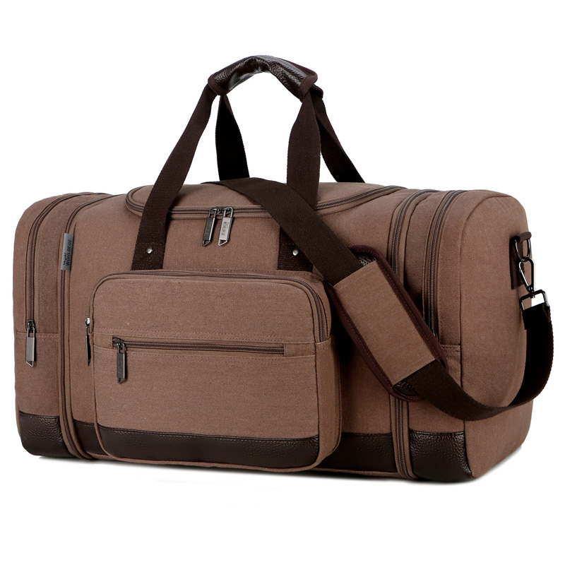 WOHLBEGE, bolsa de viaje para hombre, lona, bolsa de viaje de gran capacidad, bolsas de viaje, bolsa de viaje para caballero, bolsa de equipaje de mano: Coffee