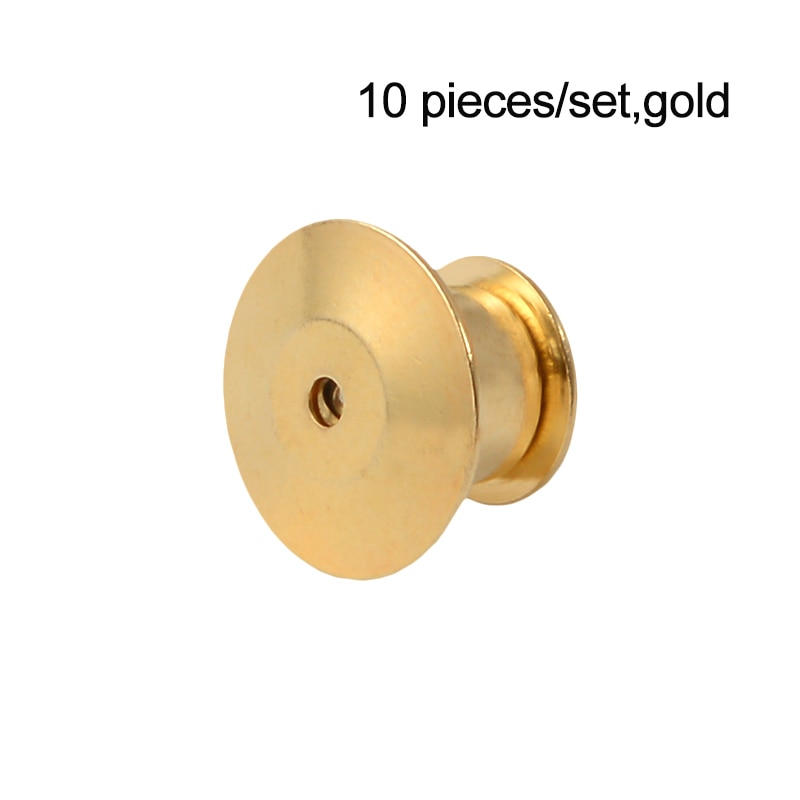 ¡Joyería QIHE bloqueo Pin espalda para Pines de esmalte color plata oro Pin guardianes broche pin Extra garras nunca perder un pin otra vez!: Gold-10PCS