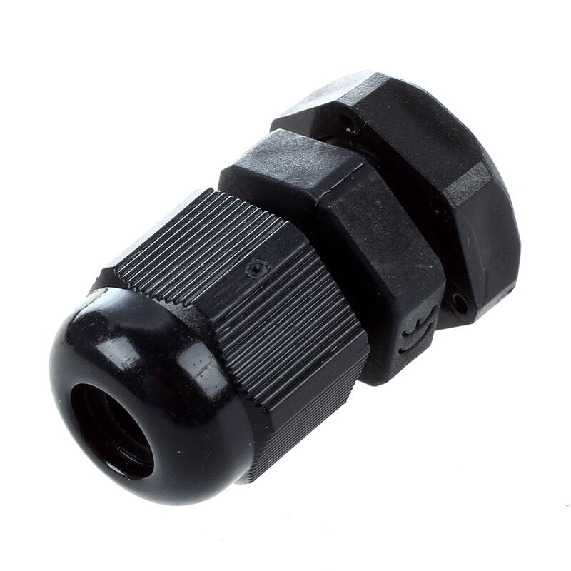 conector de glándula de Cable impermeable de plástico negro de 20 piezas PG7