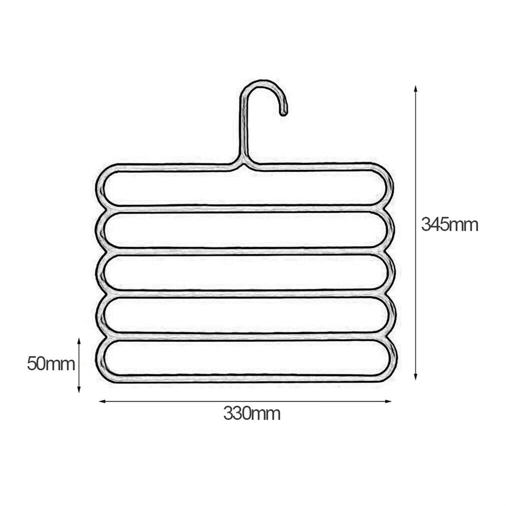 Anti-slip Magic Stainless Steel Trousers Hanger Multifunction Pants Closet Belt Holder Rack S-type 5 Layers Saving Space