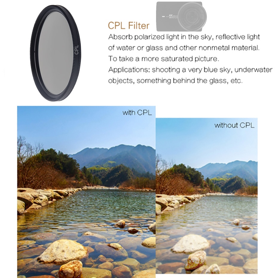 FOTOFLY Aktion Kamera Filter Für Yi 4K Lite UV CPL ND 2 4 8 Schützen Objektiv Filter Für Xiao yi 4K + Plus Sport Kamera Zubehör