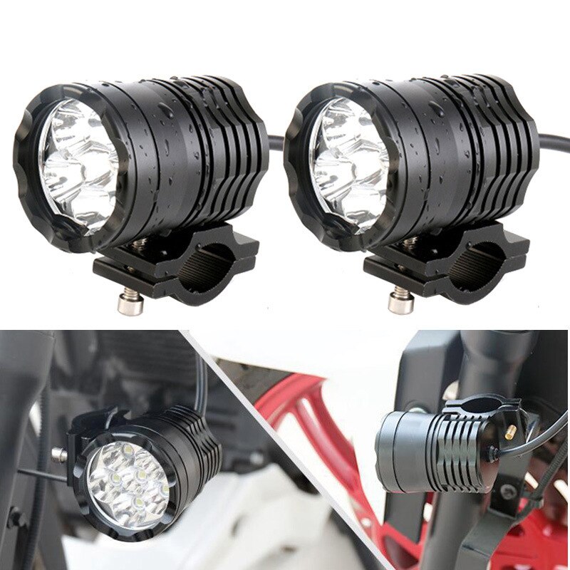 Led motorcycle headlight all aluminum housing beads moto led lamps ...