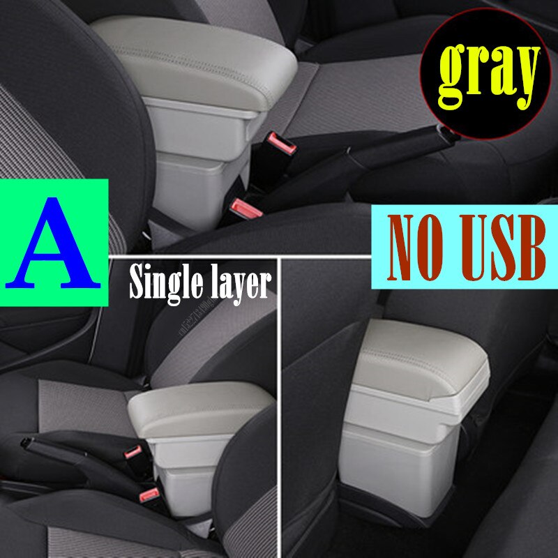 Für Seat Ibiza Armlehne Box Für Ibiza 6j Ibiza 6L Center konsole zentralen Speicher inhalt Lagerung box mit USB LED produkte Arm Rest: A style gray