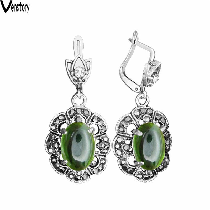 transparent Grün Kristall Halskette Ohrringe Schmuck-einstellen Strass Jahrgang suchen Schmuck Für Frauen TS405: nur Ohrringe
