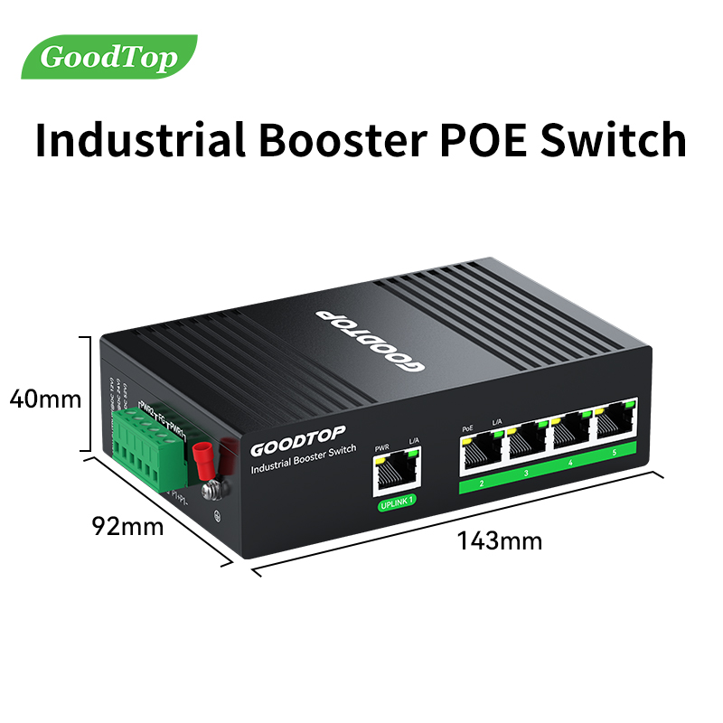 Goodtop industrial 5 portas gigabit poe switch dc12v/24v a 48v poe, energia poe compacta para energia solar/caminhão rv/sistemas voip: Default Title