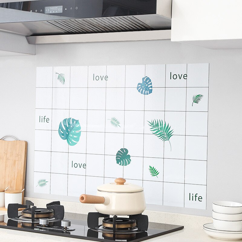 Kitchen Cabinet Stove Oil Resistant Adhesive Paper Self-Adhesive Wallpaper Range Hood Tile Wall Stickers Waterproof Moisture-Pro
